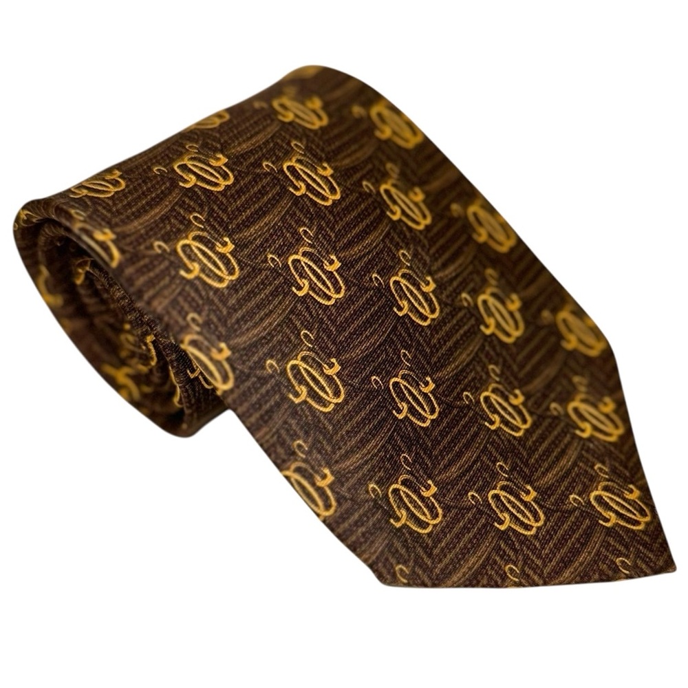 Brooks Brothers Makers Tie Silk Brown Gold Equestrian Bridle 59x3.5” USA ~ VTG